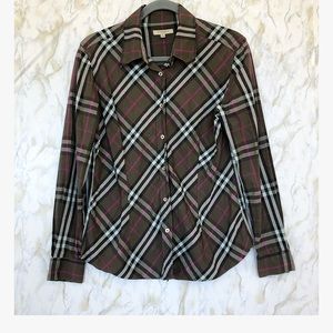 Burberry large plaid green purple button up fall